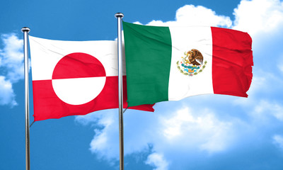 greenland flag with Mexico flag, 3D rendering