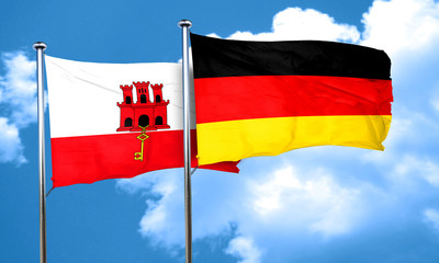 gibraltar flag with Germany flag, 3D rendering
