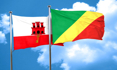 gibraltar flag with congo flag, 3D rendering