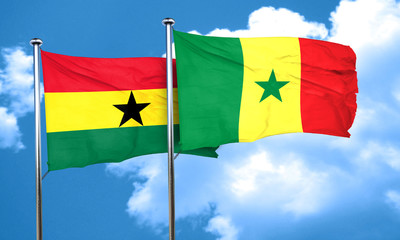 Ghana flag with Senegal flag, 3D rendering