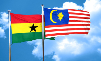 Ghana flag with Malaysia flag, 3D rendering