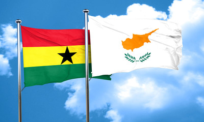 Ghana flag with Cyprus flag, 3D rendering