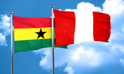 Ghana flag with Peru flag, 3D rendering