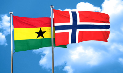 Ghana flag with Norway flag, 3D rendering