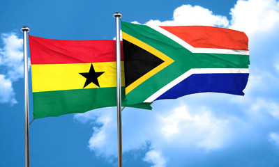 Ghana flag with South Africa flag, 3D rendering