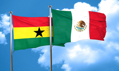 Ghana flag with Mexico flag, 3D rendering