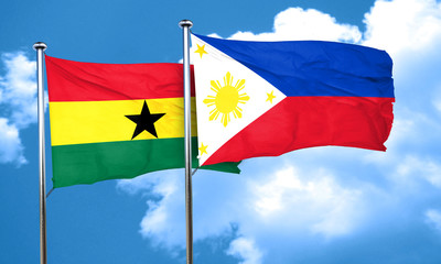 Ghana flag with Philippines flag, 3D rendering