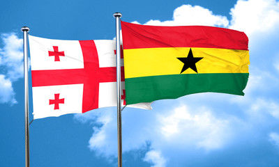 Georgia flag with Ghana flag, 3D rendering