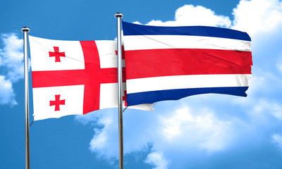 Georgia flag with Costa Rica flag, 3D rendering