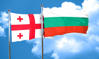 Georgia flag with Bulgaria flag, 3D rendering