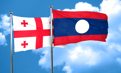 Georgia flag with Laos flag, 3D rendering