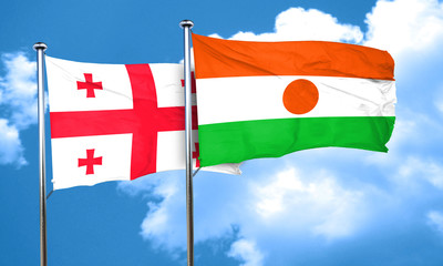 Georgia flag with Niger flag, 3D rendering