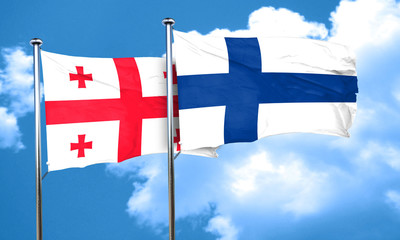 Georgia flag with Finland flag, 3D rendering