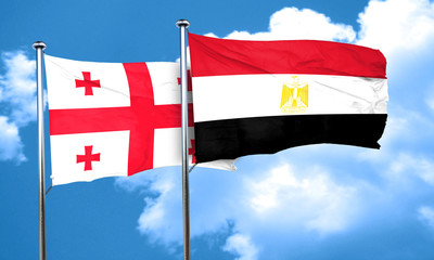 Georgia flag with egypt flag, 3D rendering
