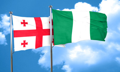 Georgia flag with Nigeria flag, 3D rendering