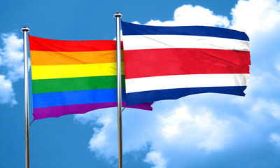 Gay pride flag with Costa Rica flag, 3D rendering