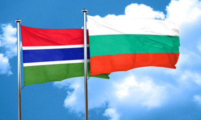 Gambia flag with Bulgaria flag, 3D rendering