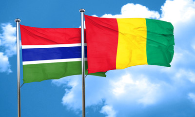 Gambia flag with Guinea flag, 3D rendering