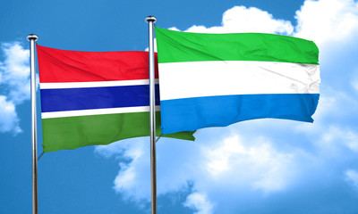 Gambia flag with Sierra Leone flag, 3D rendering