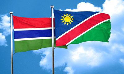 Gambia flag with Namibia flag, 3D rendering