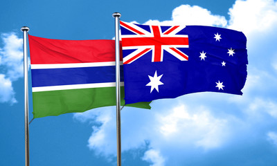 Gambia flag with Australia flag, 3D rendering