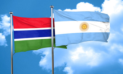 Gambia flag with Argentine flag, 3D rendering