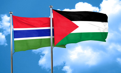 Gambia flag with Palestine flag, 3D rendering