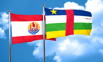 french polynesia flag with Central African Republic flag, 3D ren