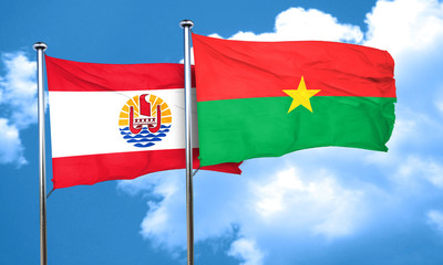 french polynesia flag with Burkina Faso flag, 3D rendering