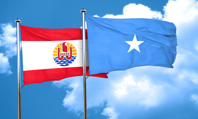 french polynesia flag with Somalia flag, 3D rendering
