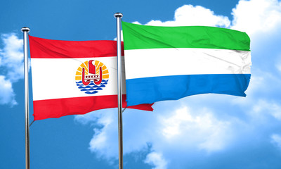 french polynesia flag with Sierra Leone flag, 3D rendering
