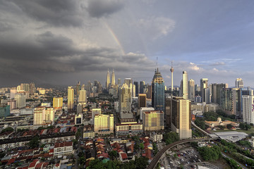 Dramatic scenery of the Kuala Lumpur city with storm coming