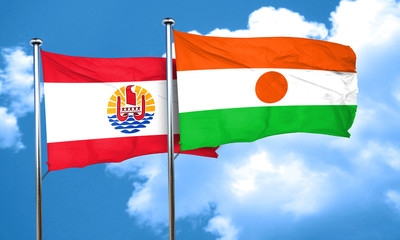 french polynesia flag with Niger flag, 3D rendering