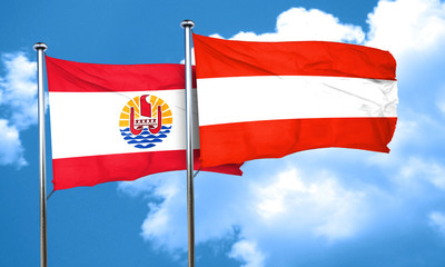 french polynesia flag with Austria flag, 3D rendering