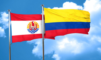 french polynesia flag with Colombia flag, 3D rendering