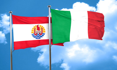 french polynesia flag with Italy flag, 3D rendering