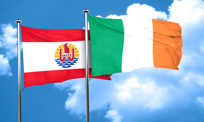 french polynesia flag with Ireland flag, 3D rendering