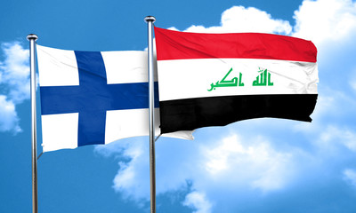 finland flag with Iraq flag, 3D rendering