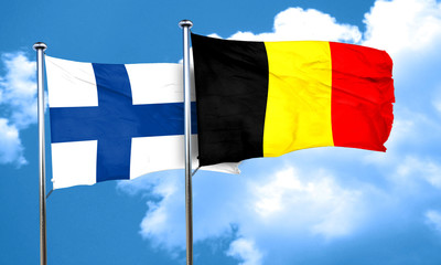 finland flag with Belgium flag, 3D rendering