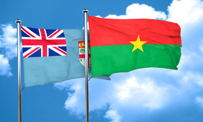 Fiji flag with Burkina Faso flag, 3D rendering