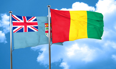 Fiji flag with Guinea flag, 3D rendering