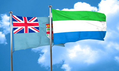 Fiji flag with Sierra Leone flag, 3D rendering