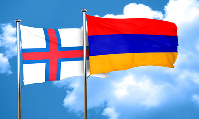 faroe islands flag with Armenia flag, 3D rendering