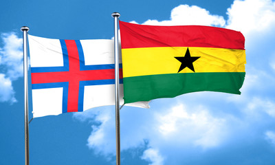 faroe islands flag with Ghana flag, 3D rendering