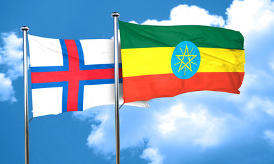 faroe islands flag with Ethiopia flag, 3D rendering