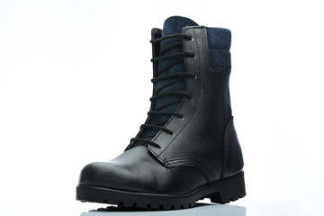 black with blue tall boot