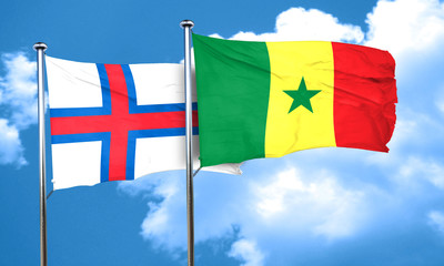 faroe islands flag with Senegal flag, 3D rendering