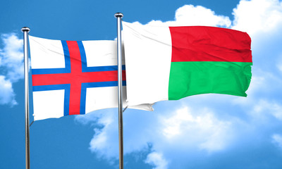 faroe islands flag with Madagascar flag, 3D rendering