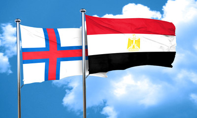 faroe islands flag with egypt flag, 3D rendering
