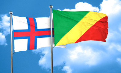 faroe islands flag with congo flag, 3D rendering